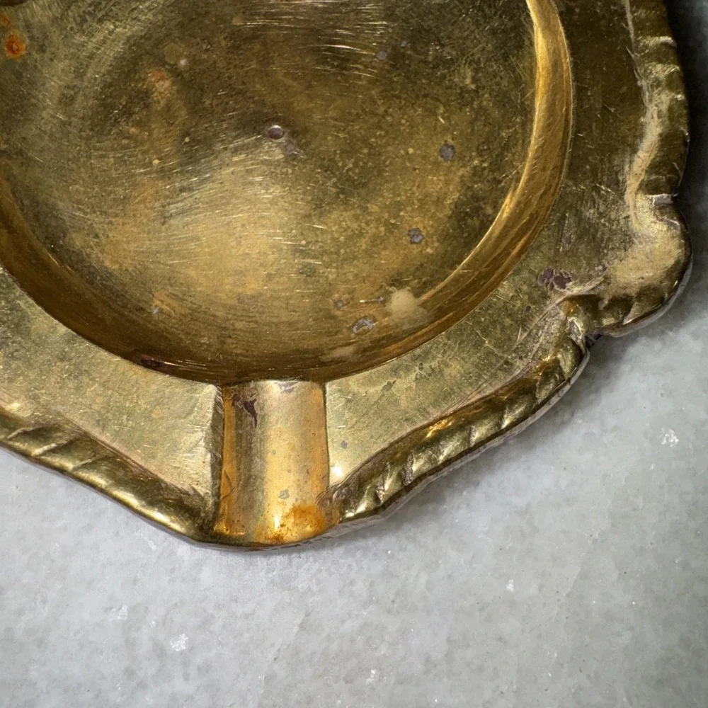 Heavey Brass Ornate Ashtray Made in India-‎ 4 Cigarette Rests